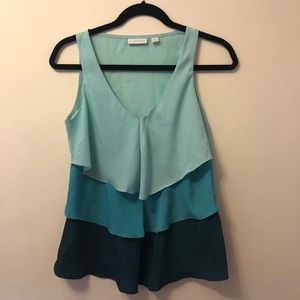 Flowy striped ruffle tank blouse